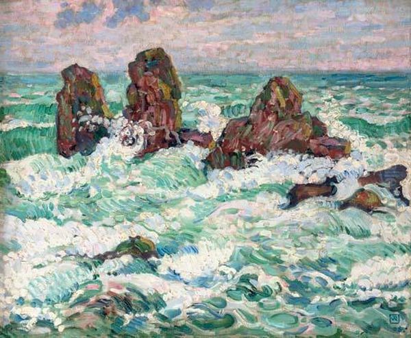 Les Roches Oil Painting by Theo van Rysselberghe