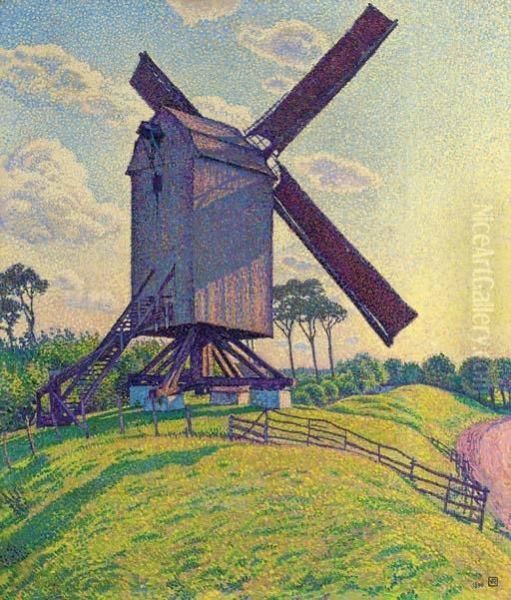 Le Moulin Du Kalf A Knokke (moulin En Flandre) Oil Painting by Theo van Rysselberghe