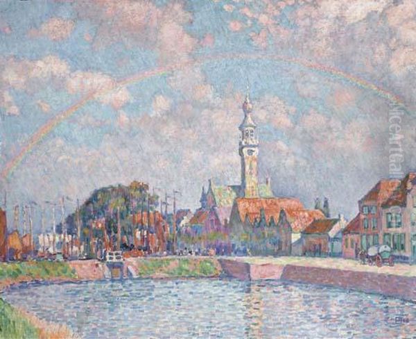 L'arc-en-ciel A Veere Oil Painting by Theo van Rysselberghe