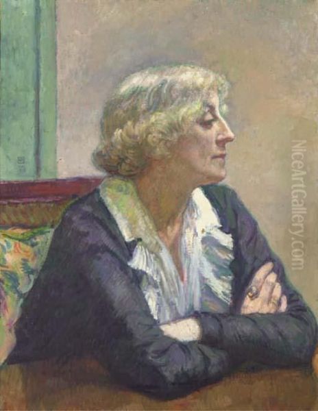 Maria Van Rysselberghe, Les Bras Croises Oil Painting by Theo van Rysselberghe