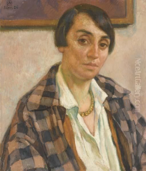 Portrait D'elisabeth Van Rysselberghe Oil Painting by Theo van Rysselberghe