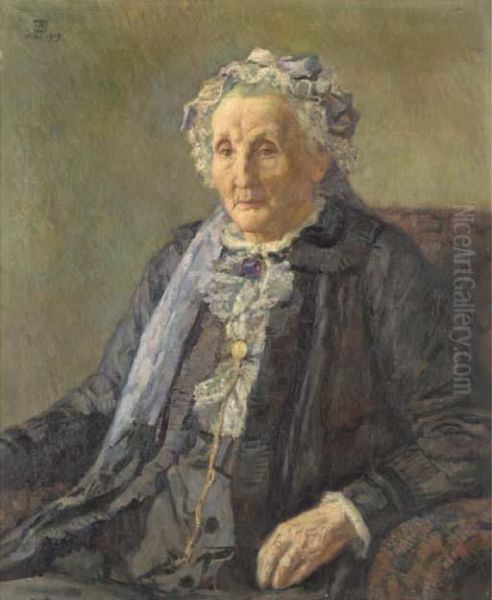 Portrait De Madame Monnom Oil Painting by Theo van Rysselberghe