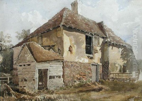 Study Of A Farmhouse Oil Painting by John Varley