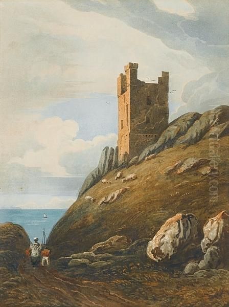 Lilburn Tower, Dunstanburgh Castle, Northumberland Oil Painting by John Varley