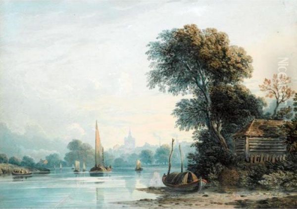 On The Thames, Chiswick Oil Painting by John Varley