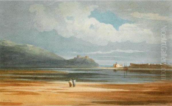 Harlech Castle Across Traeth Mawr Oil Painting by John Varley