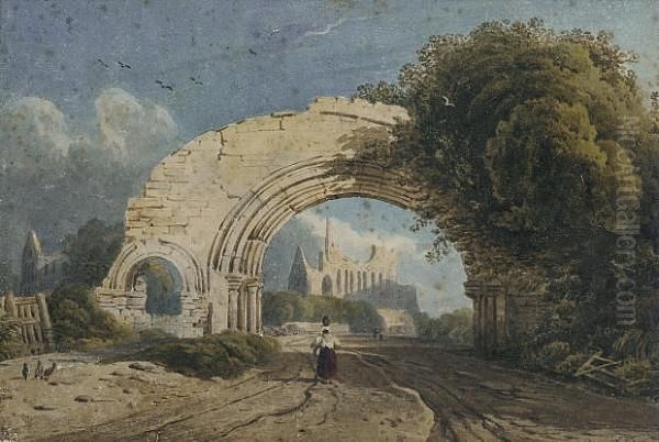 Byland Abbey, Yorkshire Oil Painting by John Varley