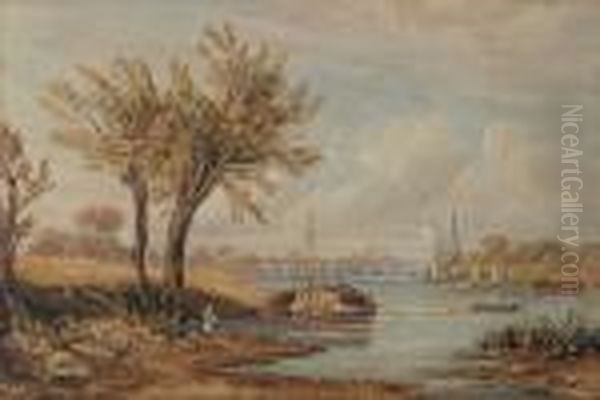 The Thames At Battersea Oil Painting by John Varley