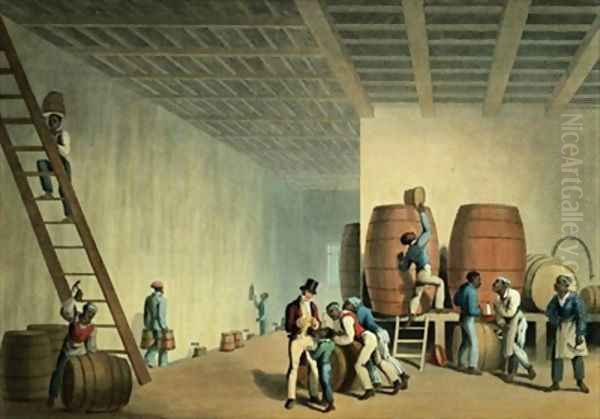 Inside the Distillery Antigua Oil Painting by William Clark