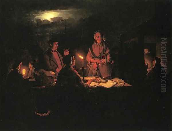 The Night Market 2 Oil Painting by Petrus van Schendel