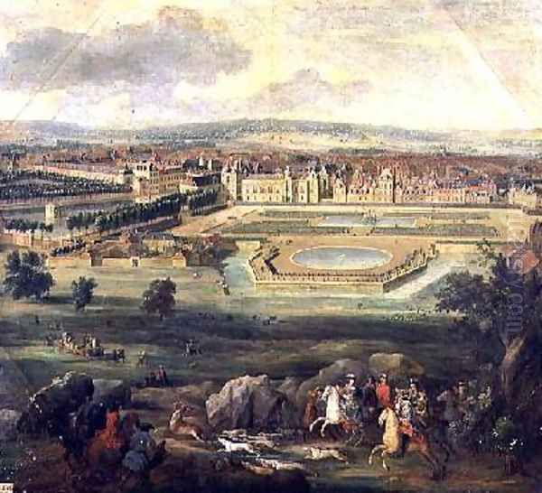 View of the Palace of Fontainebleau from the Parterre of the Tiber 1722 Oil Painting by Pierre-Denis Martin