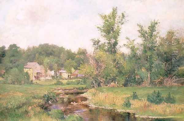 Farm Scene Oil Painting by Willard Leroy Metcalf