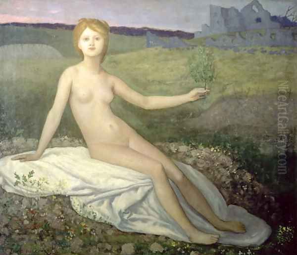 Hope, 1871-2 Oil Painting by Pierre-Cecile Puvis De Chavannes