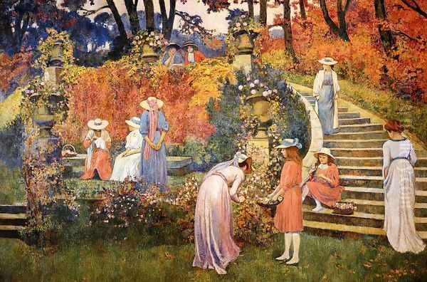 The Garden of Felicien Rops at Essone Oil Painting by Theo van Rysselberghe