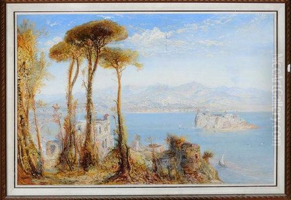 Bay At Naples With Castle And Rock Of Ischia Oil Painting by James Webb