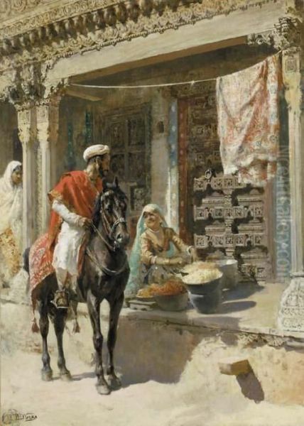 Street Vendor, Ahmedabad Oil Painting by Edwin Lord Weeks