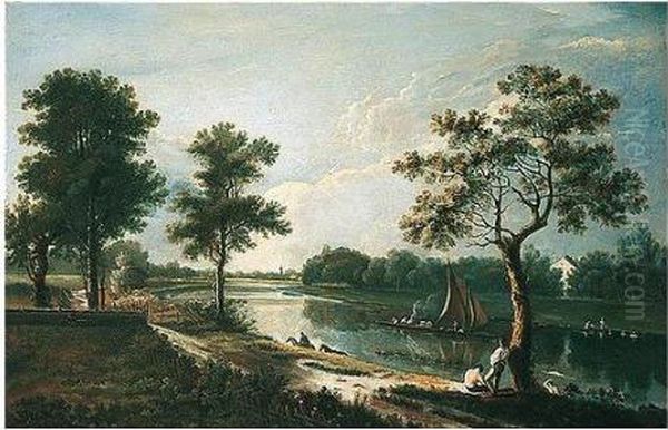 A View On The Thames, Near Twickenham Oil Painting by Richard Wilson