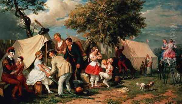 The Acrobats Camp, Epsom Downs Oil Painting by William Parrott