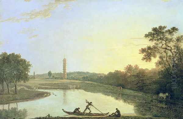 Kew Gardens: The Pagoda and Bridge, 1762 Oil Painting by Richard Wilson