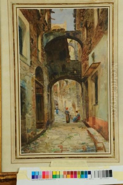 Vicoli Della Pigna A Sanremo Oil Painting by Michele Allavena