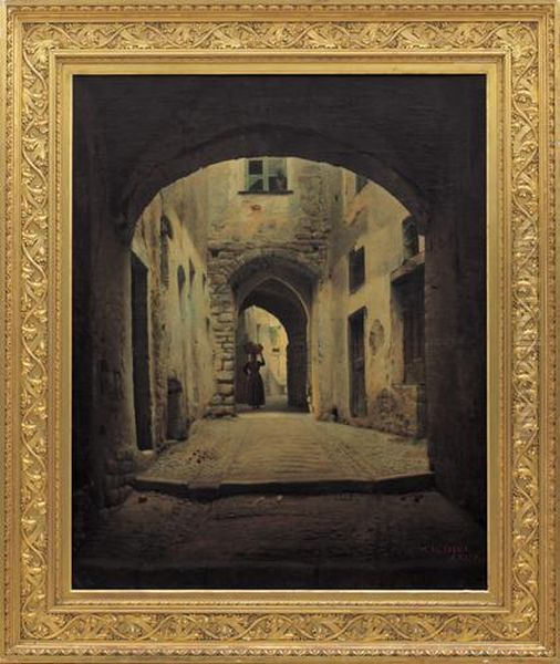 Borgo Storico, San Remo Oil Painting by Michele Allavena