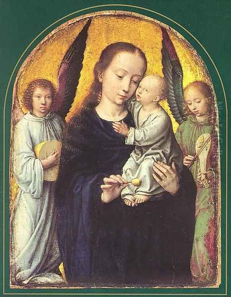 Mary and Child with two Angels Making Music Oil Painting by Gerard David