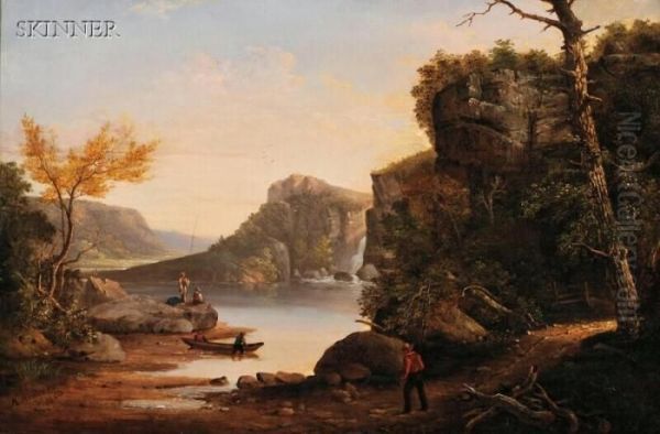 Landscape With Fishermen Oil Painting by Ambrose Andrews