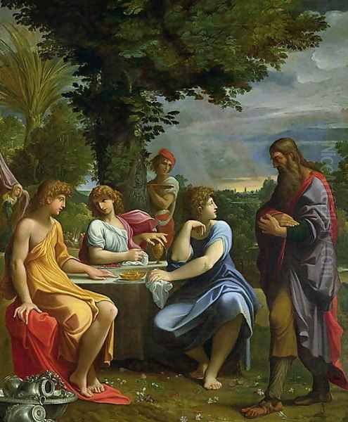 Abraham and the Three Angels Oil Painting by Lodovico Carracci