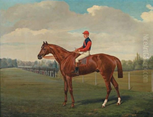 Le Crack Et Le Jockey Sur Le Champ De Course Oil Painting by Geo Arnull