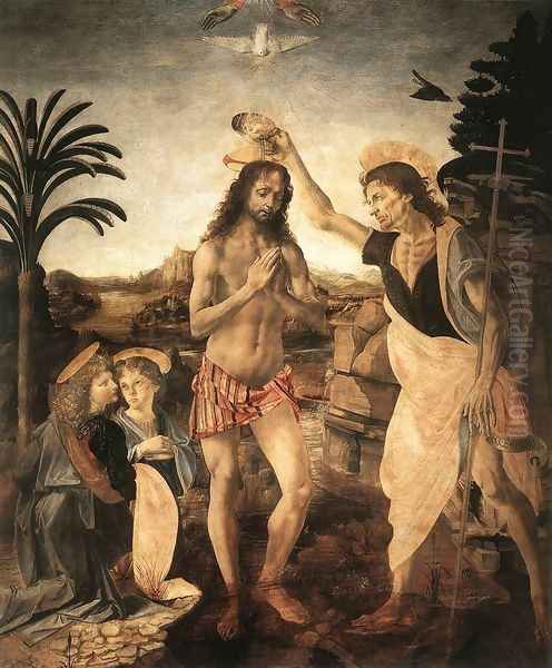 The Baptism of Christ 1472-75 Oil Painting by Andrea Del Verrocchio