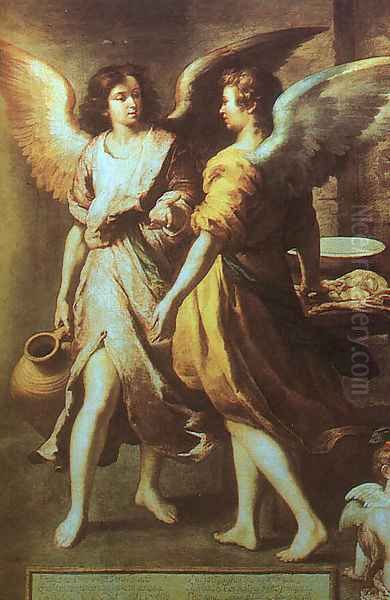 Angels' Kitchen (detail) 1646 Oil Painting by Bartolome Esteban Murillo