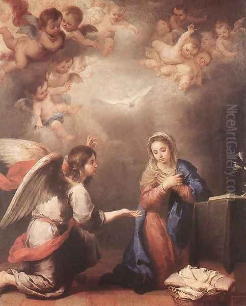 Annunciation 1660-65 Oil Painting by Bartolome Esteban Murillo