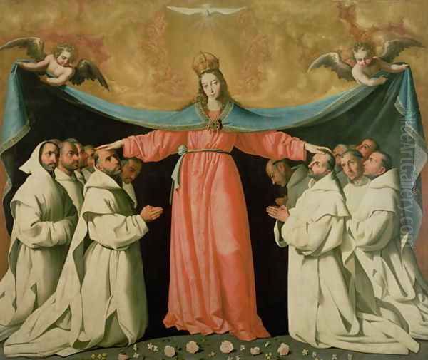 Virgin of the Misericordia Sheltering the Carthusians, c.1629 Oil Painting by Francisco De Zurbaran