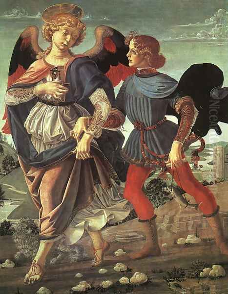 Tobias and the Angel 1470-80 Oil Painting by Andrea Del Verrocchio