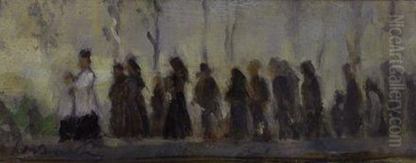 Processione Oil Painting by Leon Marcello Banti