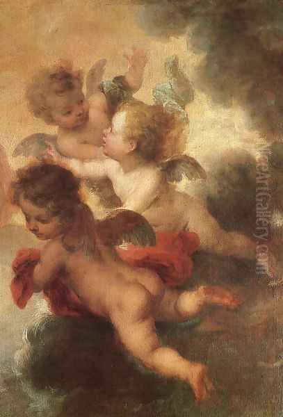 The Two Trinities (detail of angels) Oil Painting by Bartolome Esteban Murillo