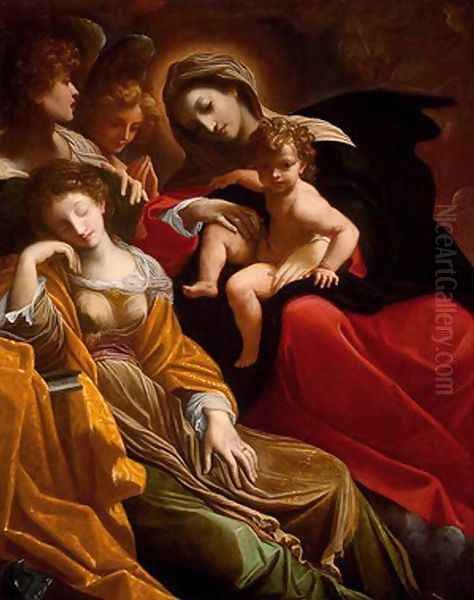 The Dream of Saint Catherine of Alexandria c. 1593 Oil Painting by Lodovico Carracci