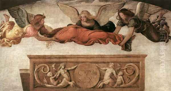 St Catherine Carried to her Tomb by Angels 1520-23 Oil Painting by Bernardino Luini