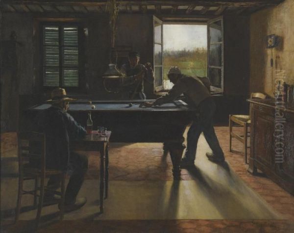 A Game Of Billiards Oil Painting by William Henry Bartlett