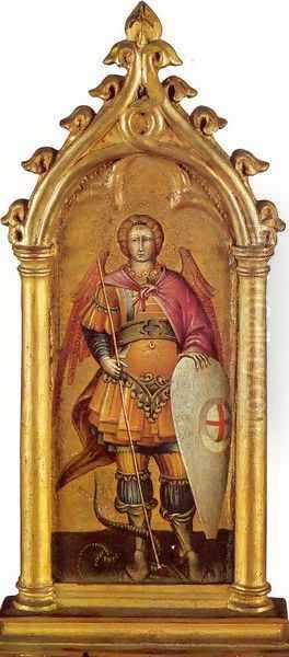 The Archangel Michael Approx. 1436-40 Oil Painting by Giovanni di Paolo