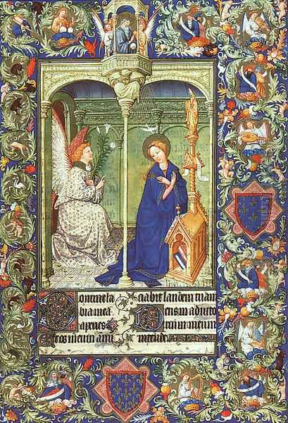 Belles Heures de Duc du Berry -Folio 30- The Annunciation 1408-09 Oil Painting by Jean Limbourg