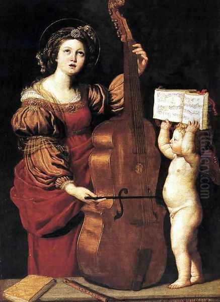 St Cecilia 1617-18 Oil Painting by Domenico Zampieri (Domenichino)