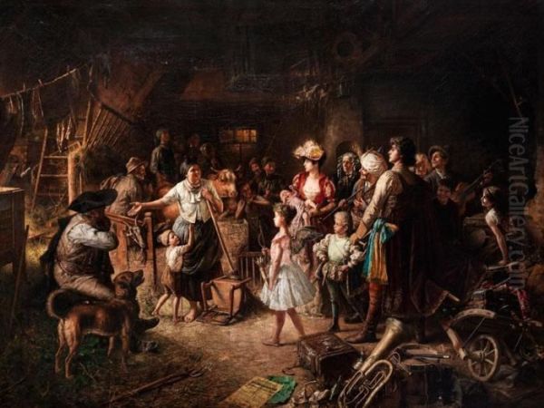 Nachtquartiereinladung An Eine Schauspielergruppe Oil Painting by Conrad Beckmann