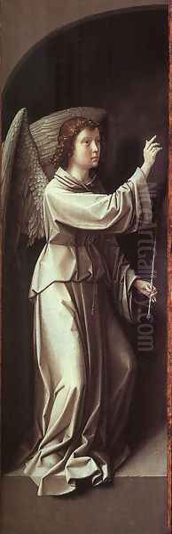 The Angel of the Annunciation (originally outer-left wing of an altarpiece) 1500 Oil Painting by Gerard David