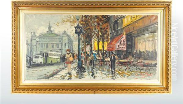 Plaza De La Opera Garnier Oil Painting by Giovanni Beltrami