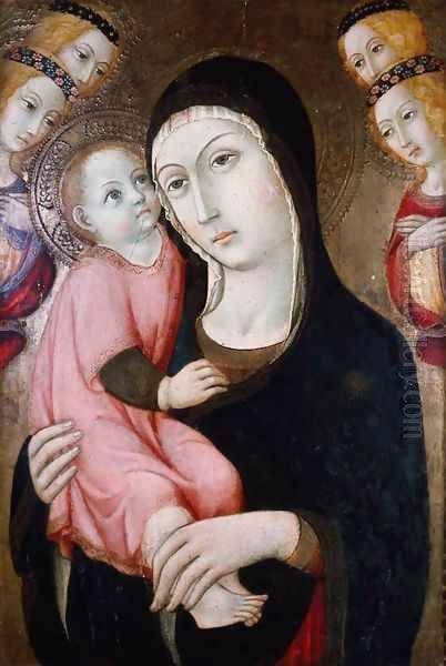 Virgin and Child with Four Angels 1470 Oil Painting by Sano Di Pietro