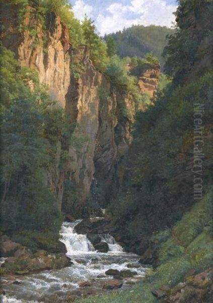 Sommerliche Gebirgsschlucht Oil Painting by Wilhelm Bernhard Benteli