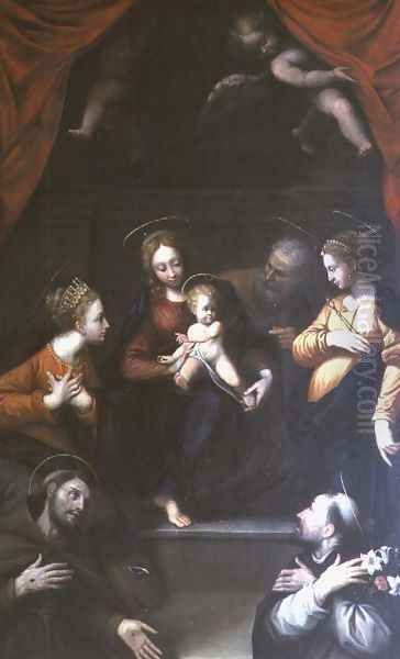 Madonna and Child with St Joseph and other Saints Oil Painting by da Imola (Francucci)