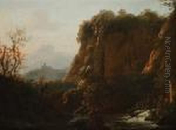 Vue De Civita Castellana Oil Painting by Jean Joseph Xavier Bidault