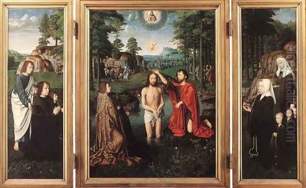 Triptych of Jan Des Trompes 1505 Oil Painting by Gerard David